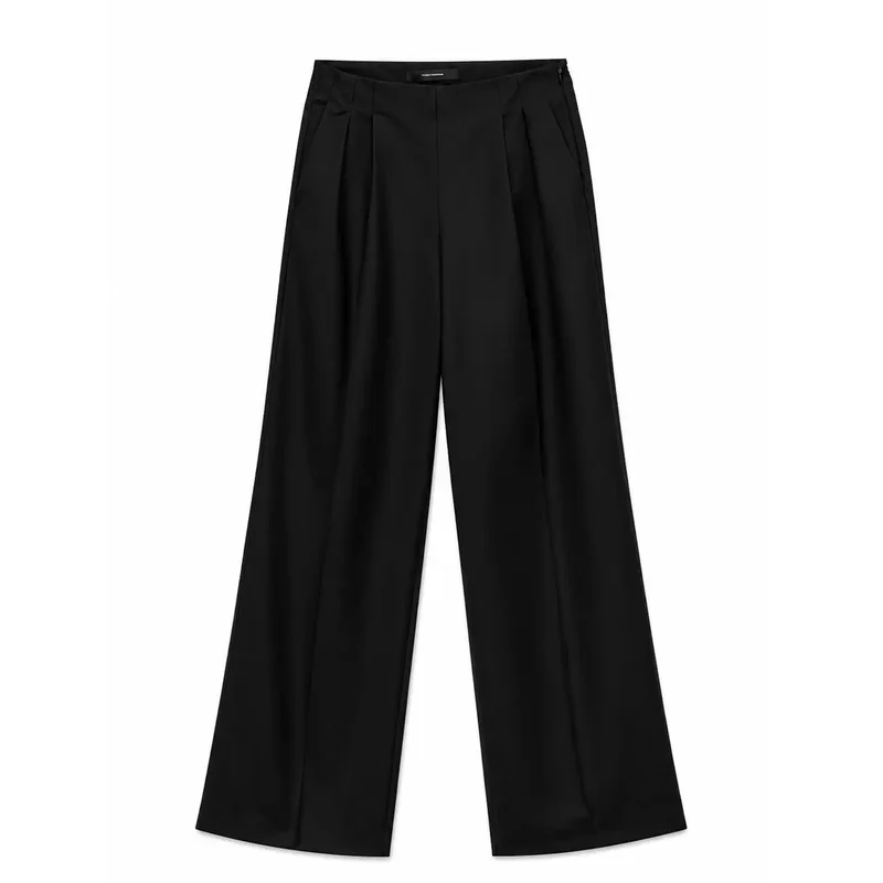 Vero Moda Damen schwarze Reißverschluss-Hose aus Polyester und Viskose