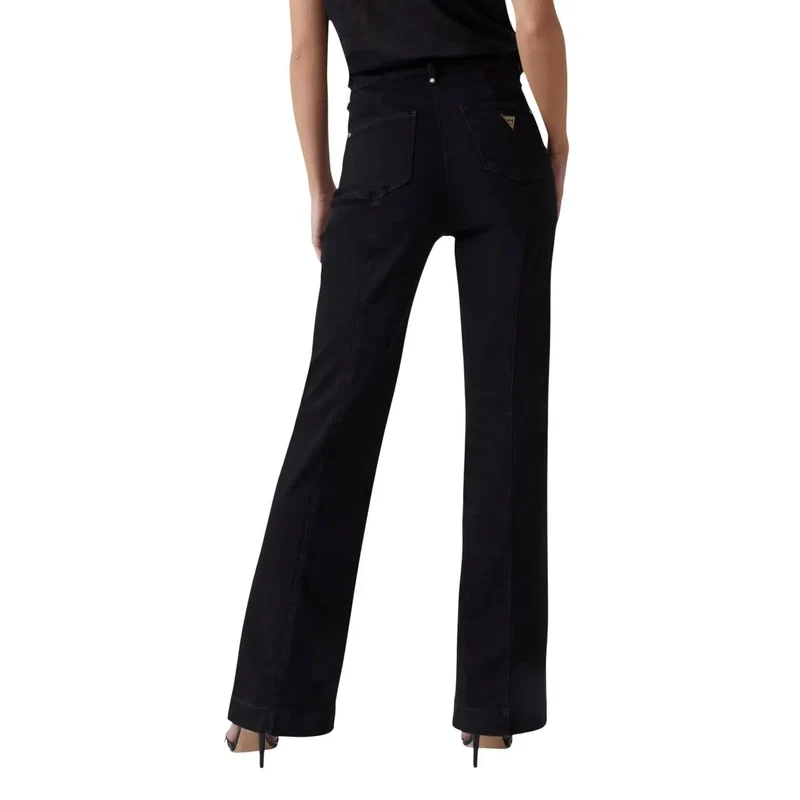 Guess Damen Neue Faye-Hose Schwarze Baumwollhose