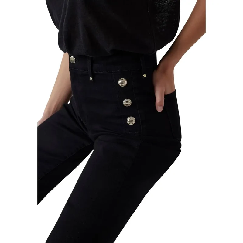 Guess Damen Neue Faye-Hose Schwarze Baumwollhose