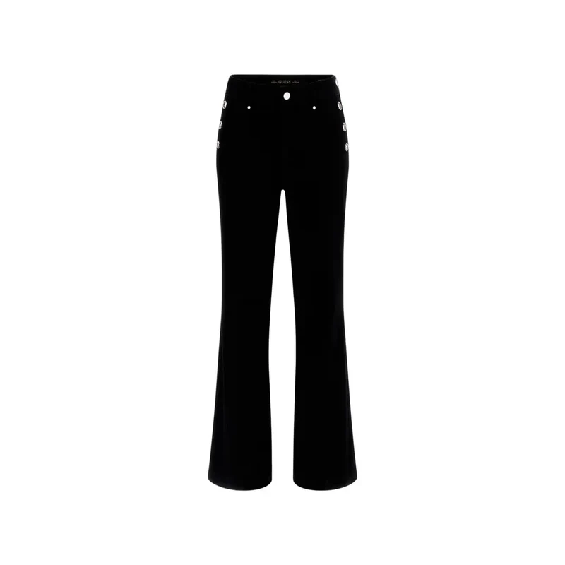 Guess Damen Neue Faye-Hose Schwarze Baumwollhose