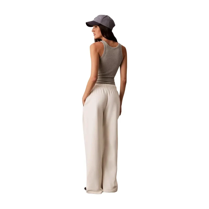 Calvin Klein Jeans Damen weiße Baumwollhosen mit Schnürungen