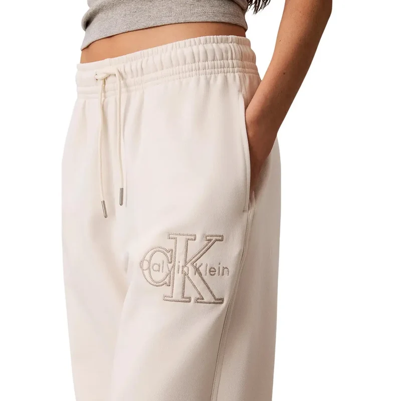 Calvin Klein Jeans Damen weiße Baumwollhosen mit Schnürungen