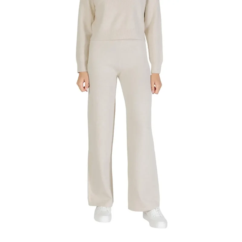 Choral Damenbeige Strickhose aus Viskose-Mischgewebe Herbst Winter