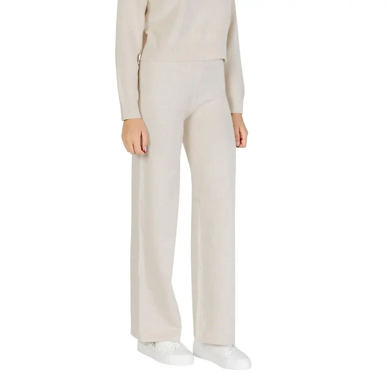 Choral Damenbeige Strickhose aus Viskose-Mischgewebe Herbst Winter
