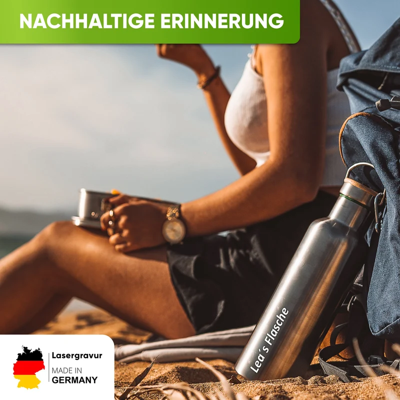 Individual Gravur für die Edelstahl Trinkflasche