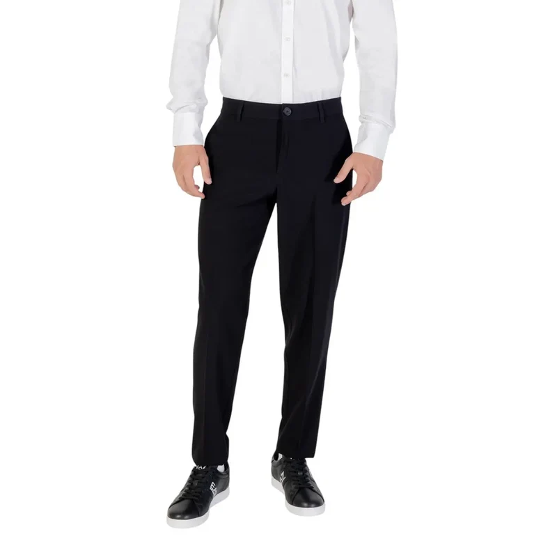 Armani Exchange Schwarze Herbst-Winter-Hose mit Reißverschluss und Knopftaschen