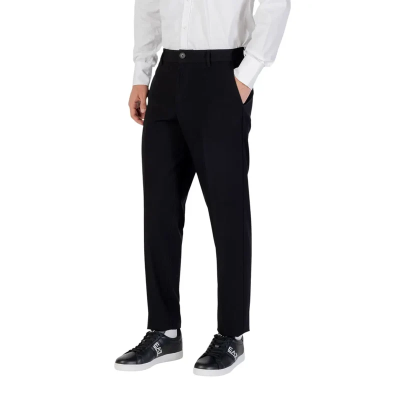 Armani Exchange Schwarze Herbst-Winter-Hose mit Reißverschluss und Knopftaschen