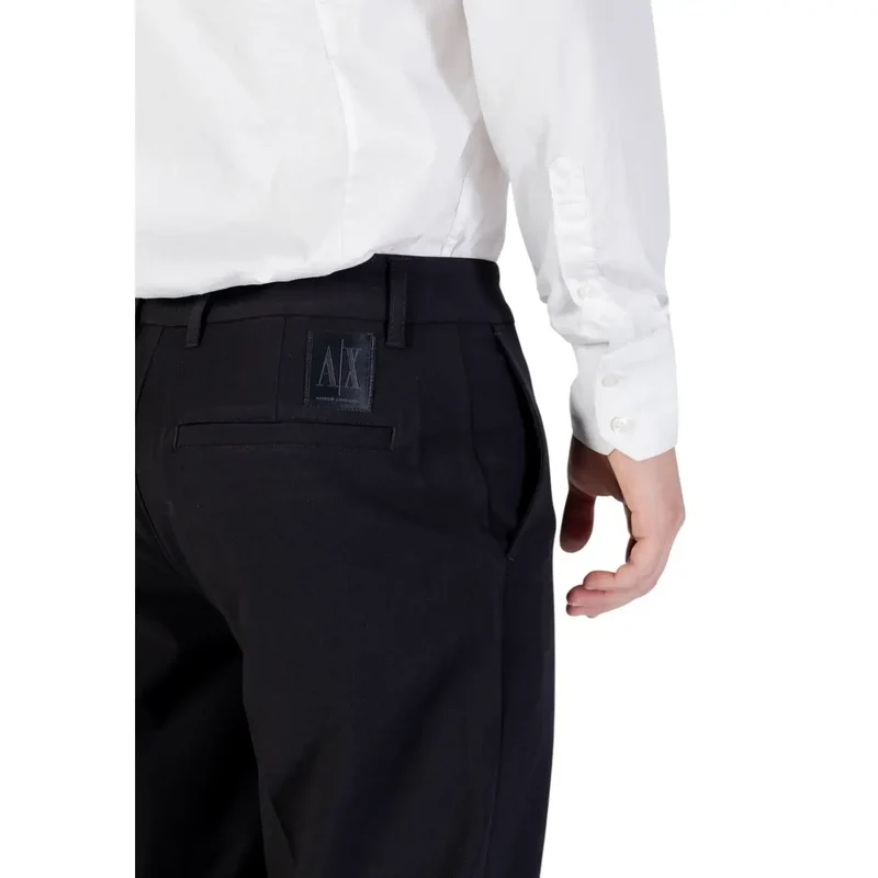Armani Exchange Schwarze Herbst-Winter-Hose mit Reißverschluss und Knopftaschen
