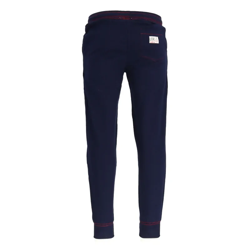 Marineblaue Sweatpants mit rotem Kordelzug