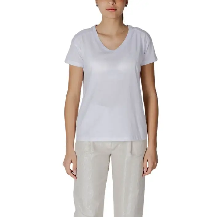 Weißes Damen-T-Shirt mit V-Ausschnitt