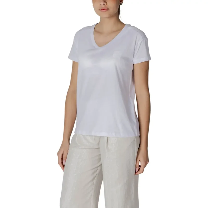 Weißes Damen-T-Shirt mit V-Ausschnitt
