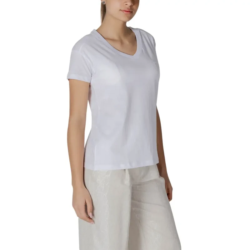 Weißes Damen-T-Shirt mit V-Ausschnitt
