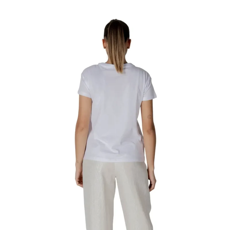 Weißes Damen-T-Shirt mit V-Ausschnitt