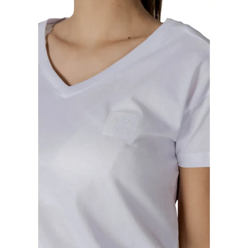 Weißes Damen-T-Shirt mit V-Ausschnitt