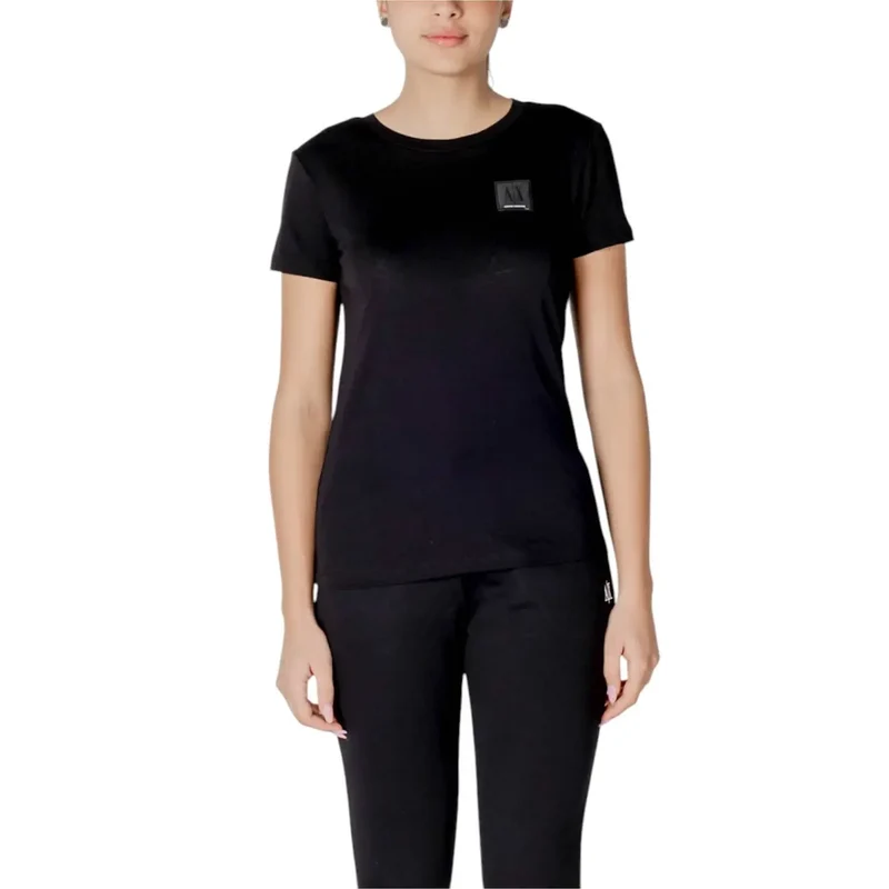 Schwarzes T-Shirt mit Rundhalsausschnitt