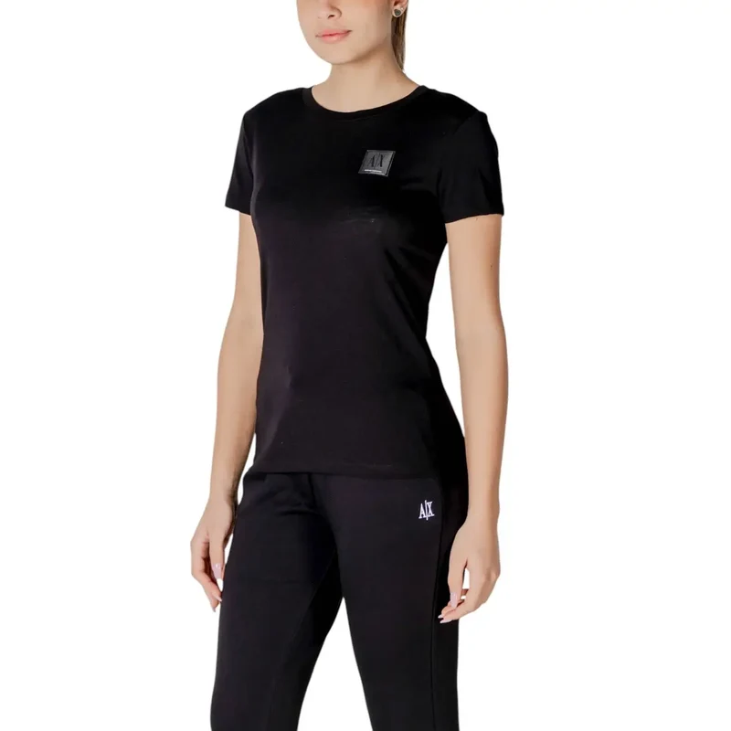 Schwarzes T-Shirt mit Rundhalsausschnitt