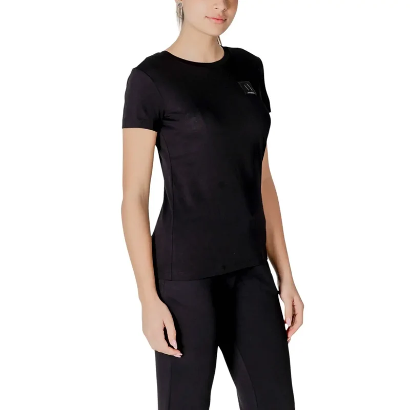 Schwarzes T-Shirt mit Rundhalsausschnitt