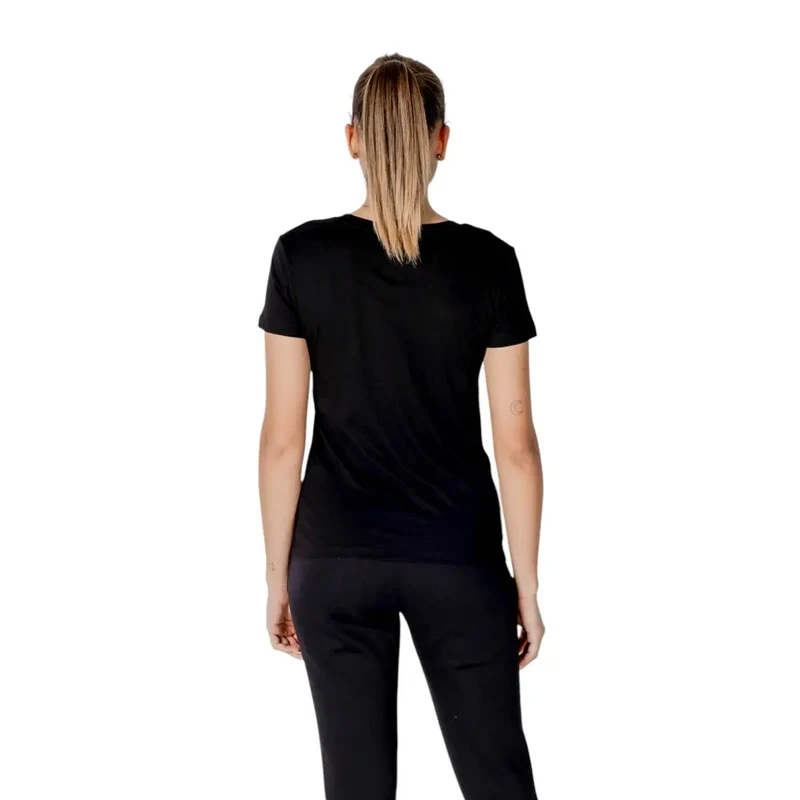 Schwarzes T-Shirt mit Rundhalsausschnitt