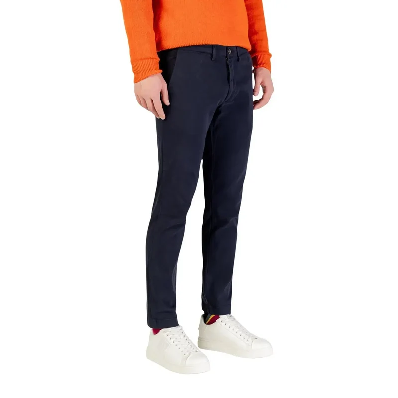 Borghese Herren Trousers Blaue Baumwoll-Stretch Freizeithosen