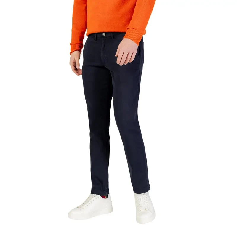 Borghese Herren Trousers Blaue Baumwoll-Stretch Freizeithosen