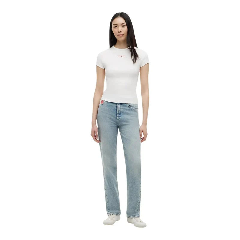 Tommy Hilfiger Damen Organic Cotton Kurzarm-T-Shirt in Weiß