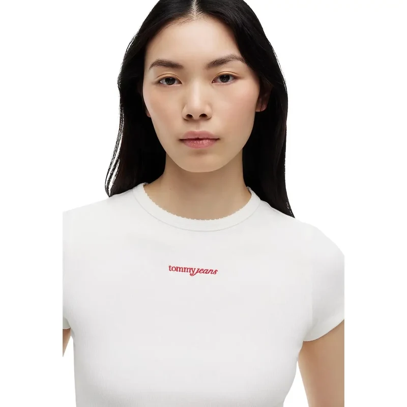 Tommy Hilfiger Damen Organic Cotton Kurzarm-T-Shirt in Weiß