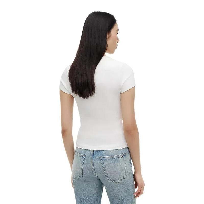 Tommy Hilfiger Damen Organic Cotton Kurzarm-T-Shirt in Weiß