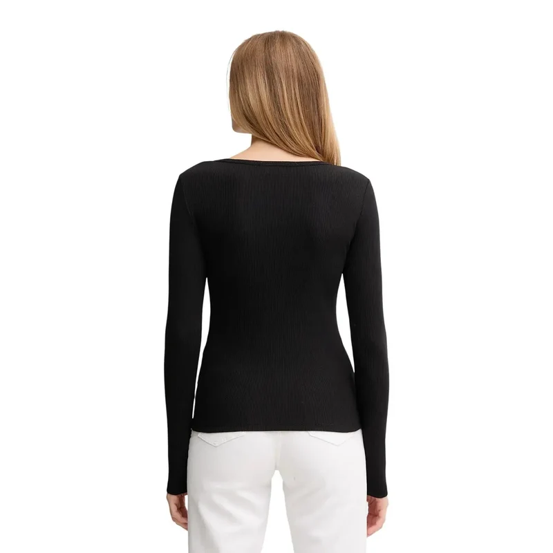Calvin Klein Jeans Damen Schwarzes Baumwoll-Langarmshirt