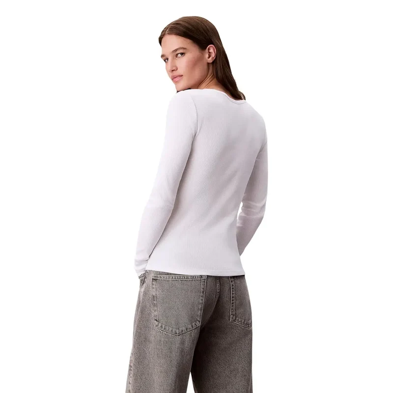 Calvin Klein Jeans Damen weißes Longshirt aus Baumwolle mit Elasthan