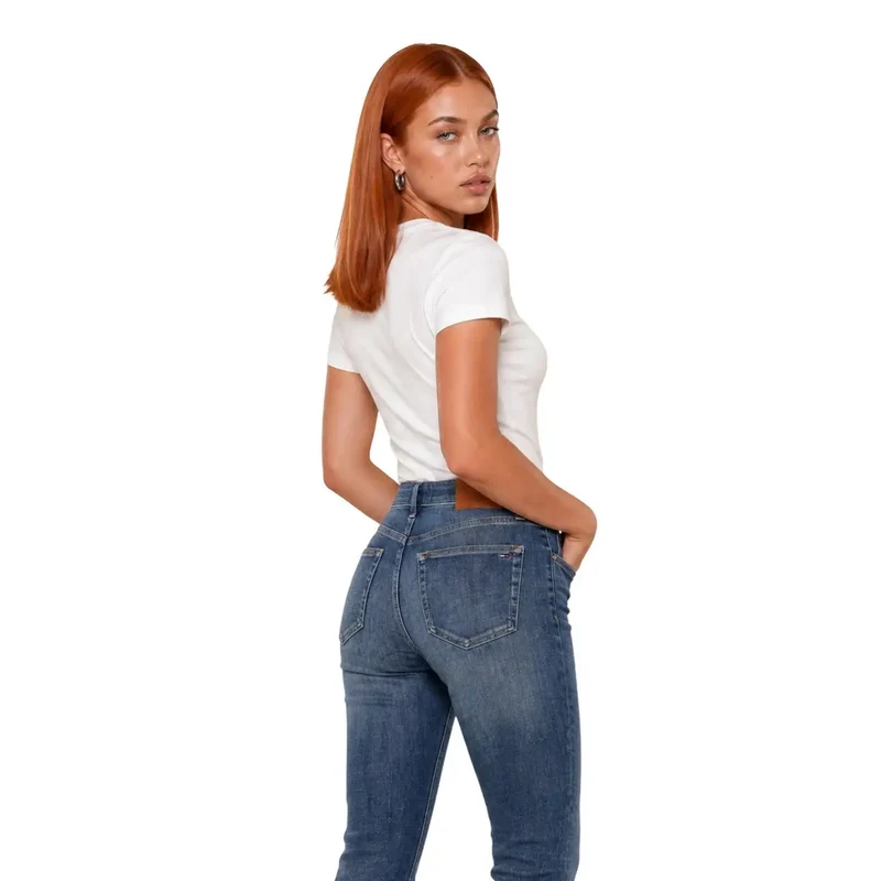 Calvin Klein Jeans Damen Baumwoll-T-Shirt mit Rundhalsausschnitt, Weiß
