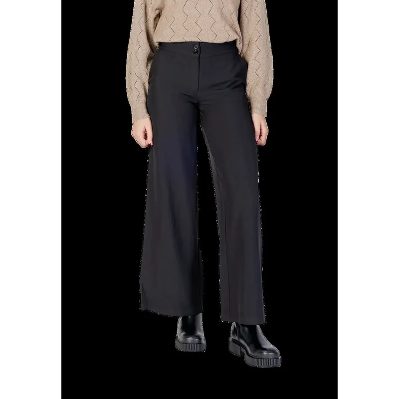 Jacqueline De Yong Damenhose mit weitem Bein, schwarz, aus Polyester