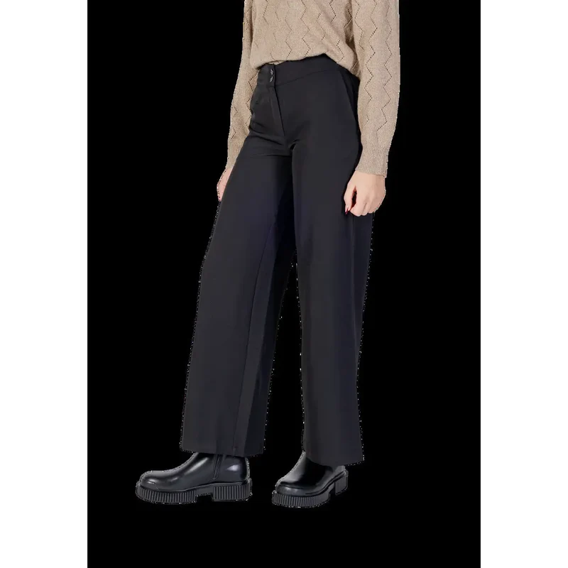 Jacqueline De Yong Damenhose mit weitem Bein, schwarz, aus Polyester