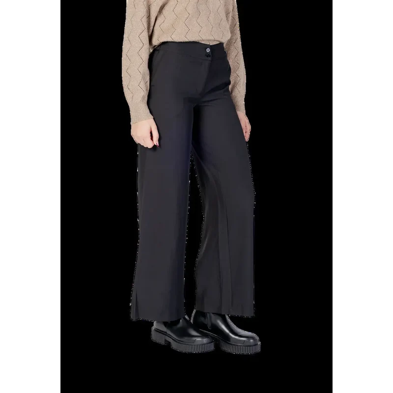 Jacqueline De Yong Damenhose mit weitem Bein, schwarz, aus Polyester