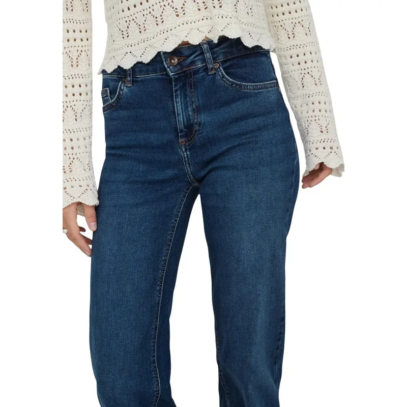 Only Damen Blaue Mittlere Gerade Jeans Baumwoll-Denim