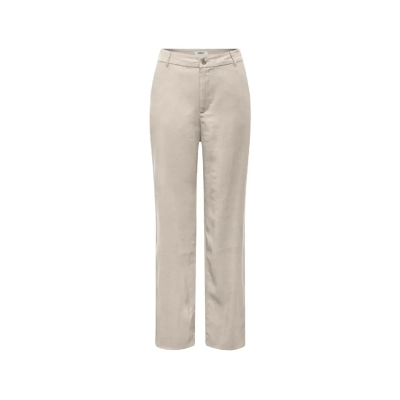 Only Damen gerade Stoffhosen Beige aus Viskose Regular Fit
