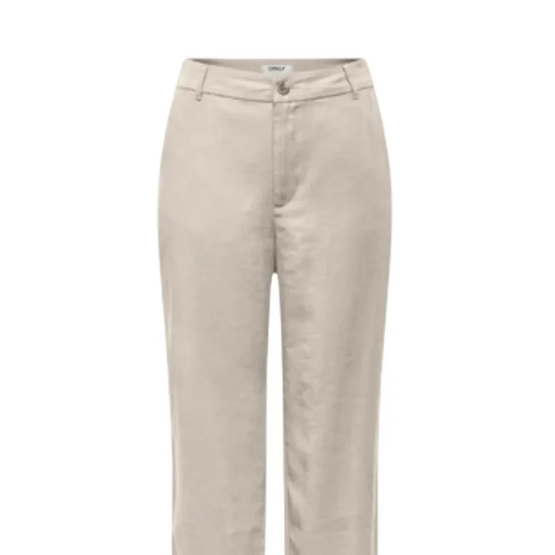 Only Damen gerade Stoffhosen Beige aus Viskose Regular Fit