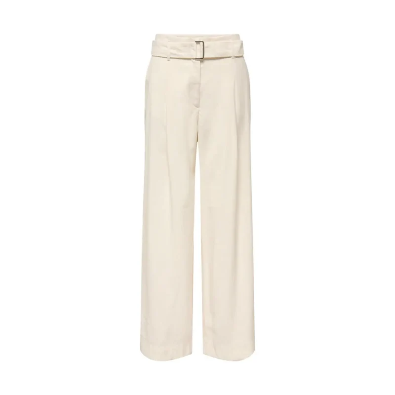Only Damen Beige Weite Beinweite Gürtel Viskose-Hose