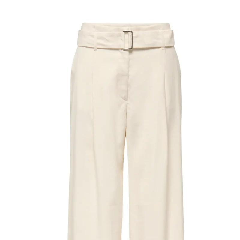 Only Damen Beige Weite Beinweite Gürtel Viskose-Hose