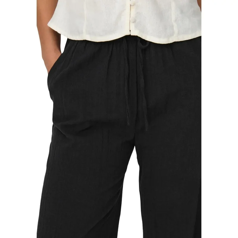 Only Damenhosen Schwarz aus Baumwolle mit Spitze und Details 15319090