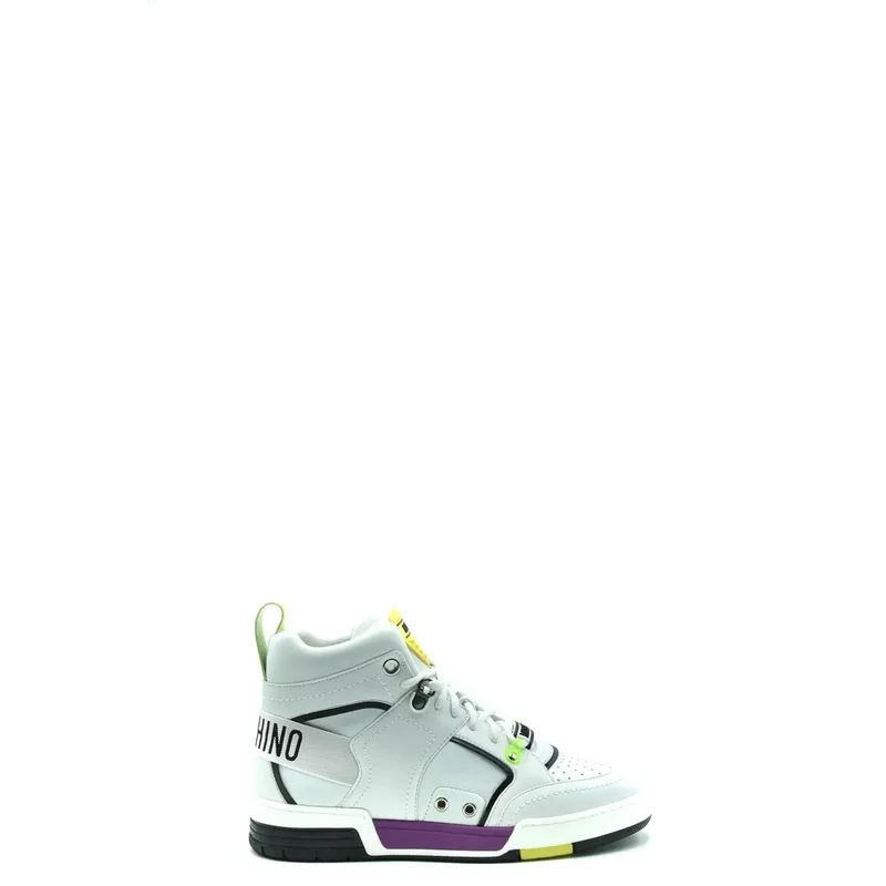 Moschino Herren Ledersneakers Weiß Sportlich Schlupf