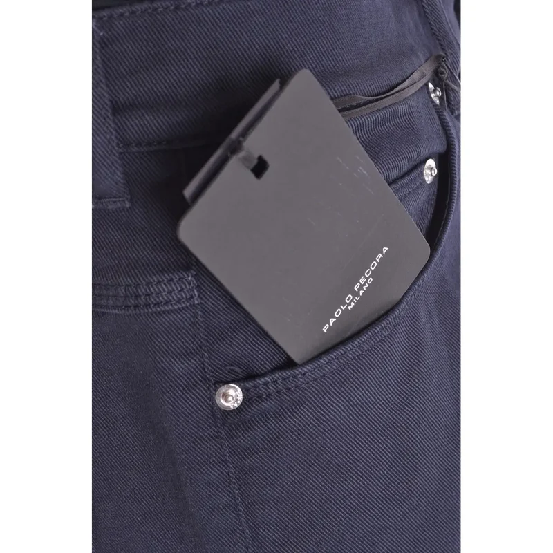 Paolo Pecora Herren Baumwollhose Blau Stretch