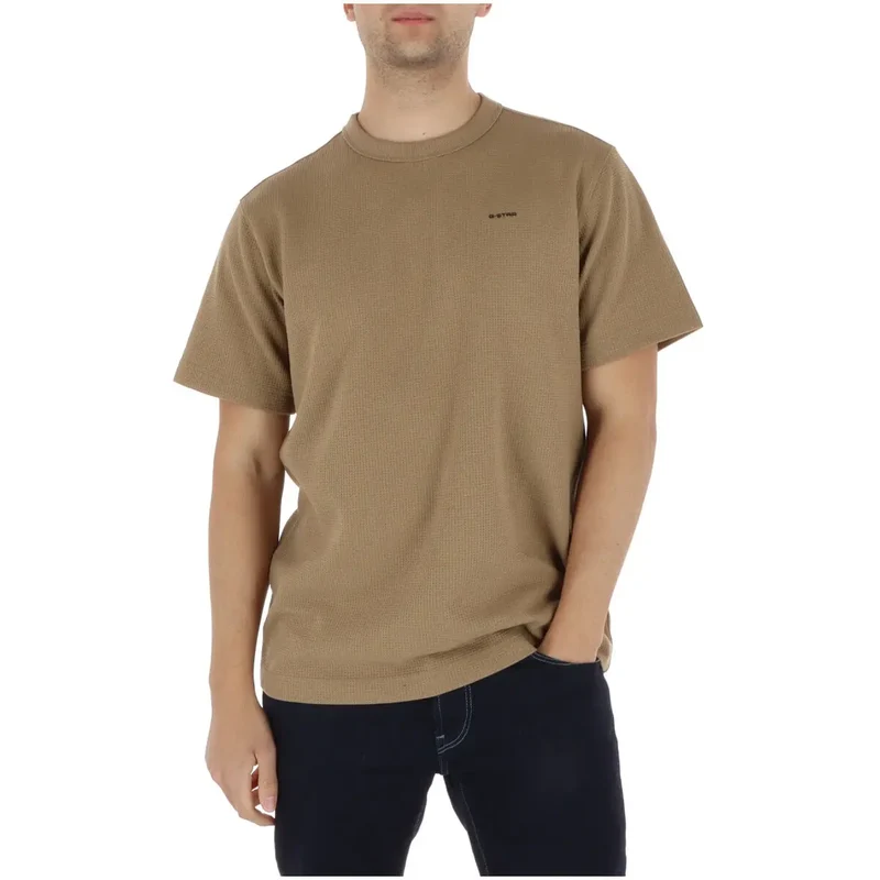 G-Star Herren T-Shirt Beige Rundhals Bio-Baumwolle
