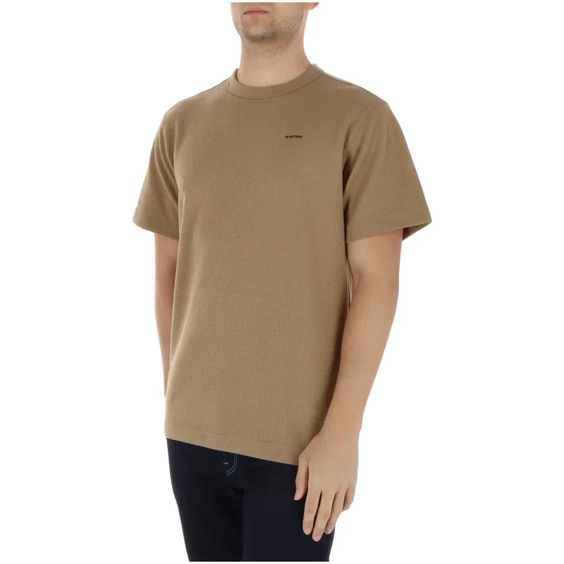 G-Star Herren T-Shirt Beige Rundhals Bio-Baumwolle