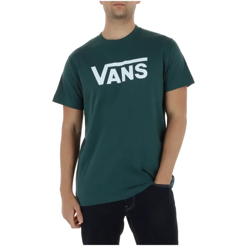 Vans Herren T-Shirt Grün Baumwoll-Druck Rundhals Kurzarm