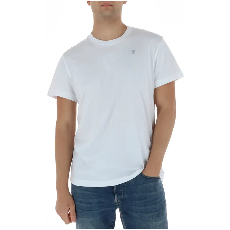 G-Star Herren T-Shirt Weiß Rundhals 100% Baumwolle Kurzarm