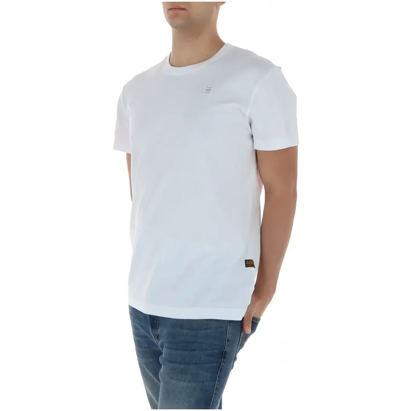 G-Star Herren T-Shirt Weiß Rundhals 100% Baumwolle Kurzarm