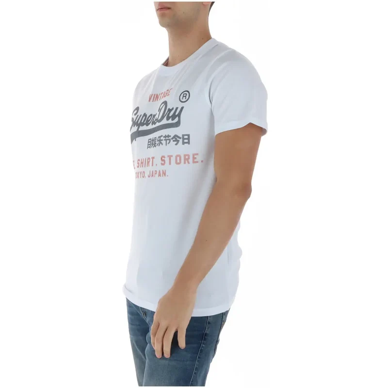 Superdry Herren T-Shirt Weißer Druck Rundhals Baumwolle M1012212A