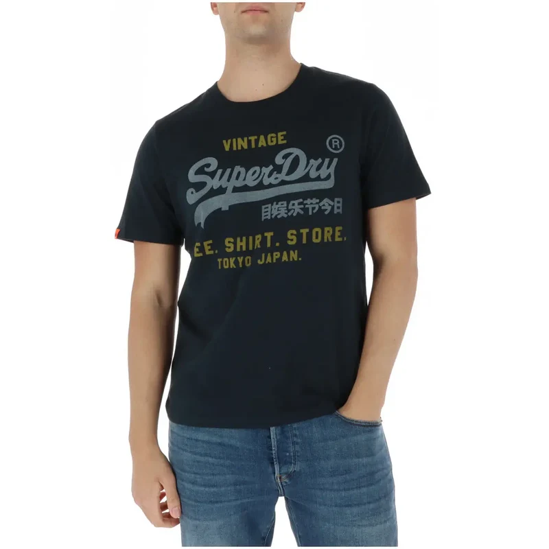 Superdry Herren T-Shirt Weißer Druck Rundhals Baumwolle M1012212A