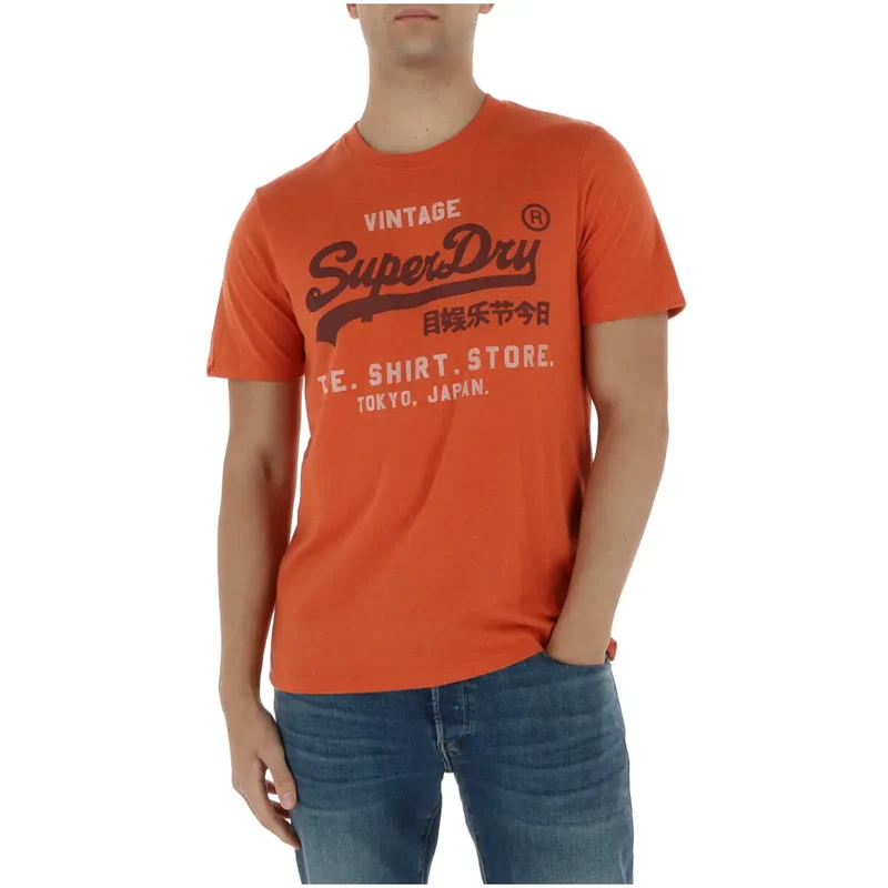Superdry Herren T-Shirt Orange Baumwollmischung Kurze Ärmel M1012216A