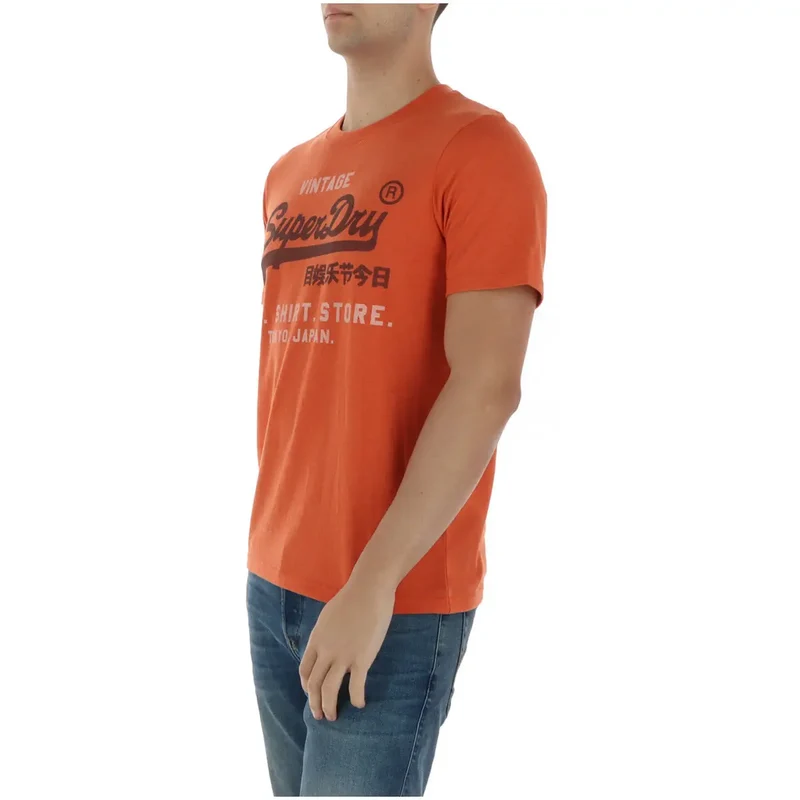Superdry Herren T-Shirt Orange Baumwollmischung Kurze Ärmel M1012216A